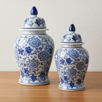 Chinoiserie Ginger Jar And Vase White Blue Porcelain, 4 of 5