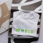 Organic Cotton Hello World Baby Grow, thumbnail 3 of 6