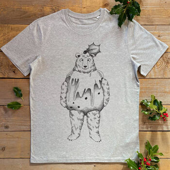 Christmas Pudding Bear Unisex T Shirt, 3 of 3