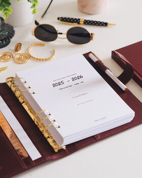 Vegan Leather A5 Ring Binder Planner | Chocolate Burgundy, 6 of 7