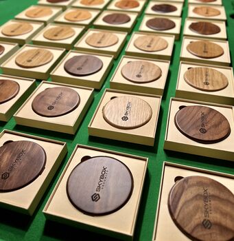 Personalised Solid Zebra Wood Wireless Charger, 7 of 7