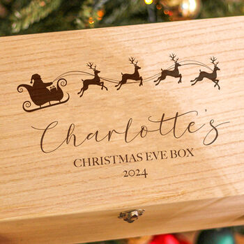 Personalised Santa Sleigh Keepsake Box For Christmas Eve Gift For Boy Or Girl Children Present, 2 of 4