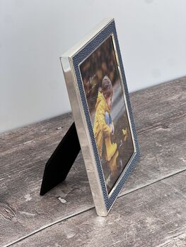 Isaac Jacobs Blue Spotted And Silver Tone Border Photo Frame, 3 of 3