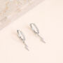 Lightening Bolt Crystal Hoop Earrings In Silver Colour, thumbnail 3 of 3