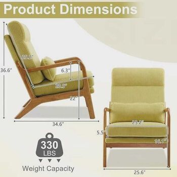 Swift High Beige Corduroy Accent Chair, 6 of 7