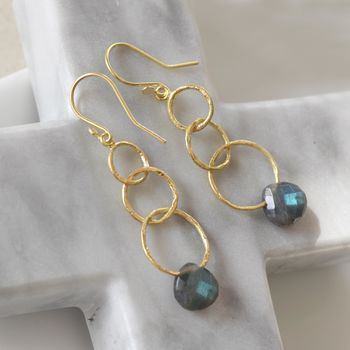 Gold Vermeil Link Earrings With Labradorite, 4 of 5