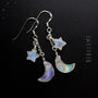 Rainbow Moonstone Moon And Star Earrings, thumbnail 1 of 10