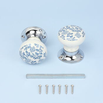 Royal Blue Ceramic Mortice Door Knobs Set, 3 of 5