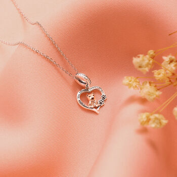 Pit Bull Sterling Silver Heart Necklace Personalised Gift, 3 of 7