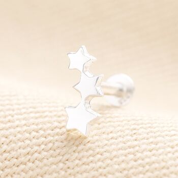 Sterling Silver Triple Star Piercing Earring, 2 of 5