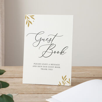 Printed Leaves Personalised Initials Wedding Guest Book, 3 of 3