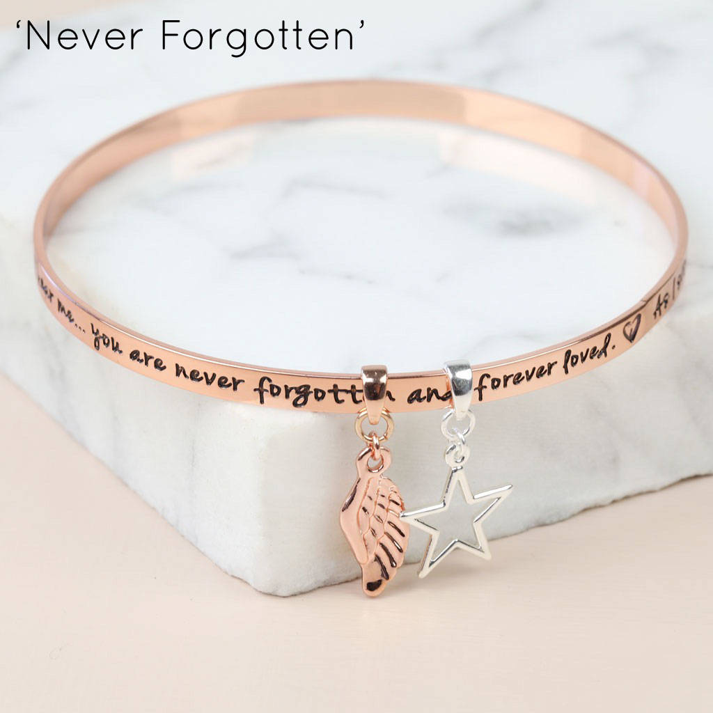 Rose Gold Meaningful Quote Bangle By Lisa Angel