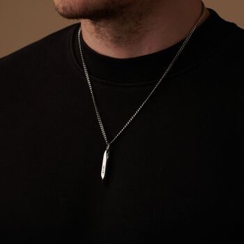 Silver Engraved Bar Pendant Chain Necklace For Men And Women, Sentimental Gifts, 6 of 10