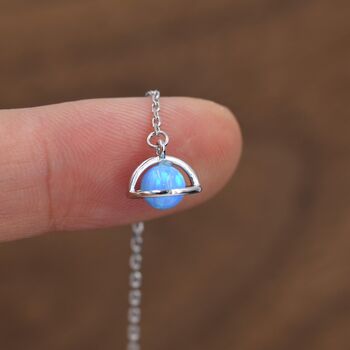Sterling Silver Blue Opal Planet Threader Earrings, 9 of 11