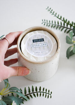 Speckled Clay Candle Pot With Refill Snowdrop White, 3 of 5