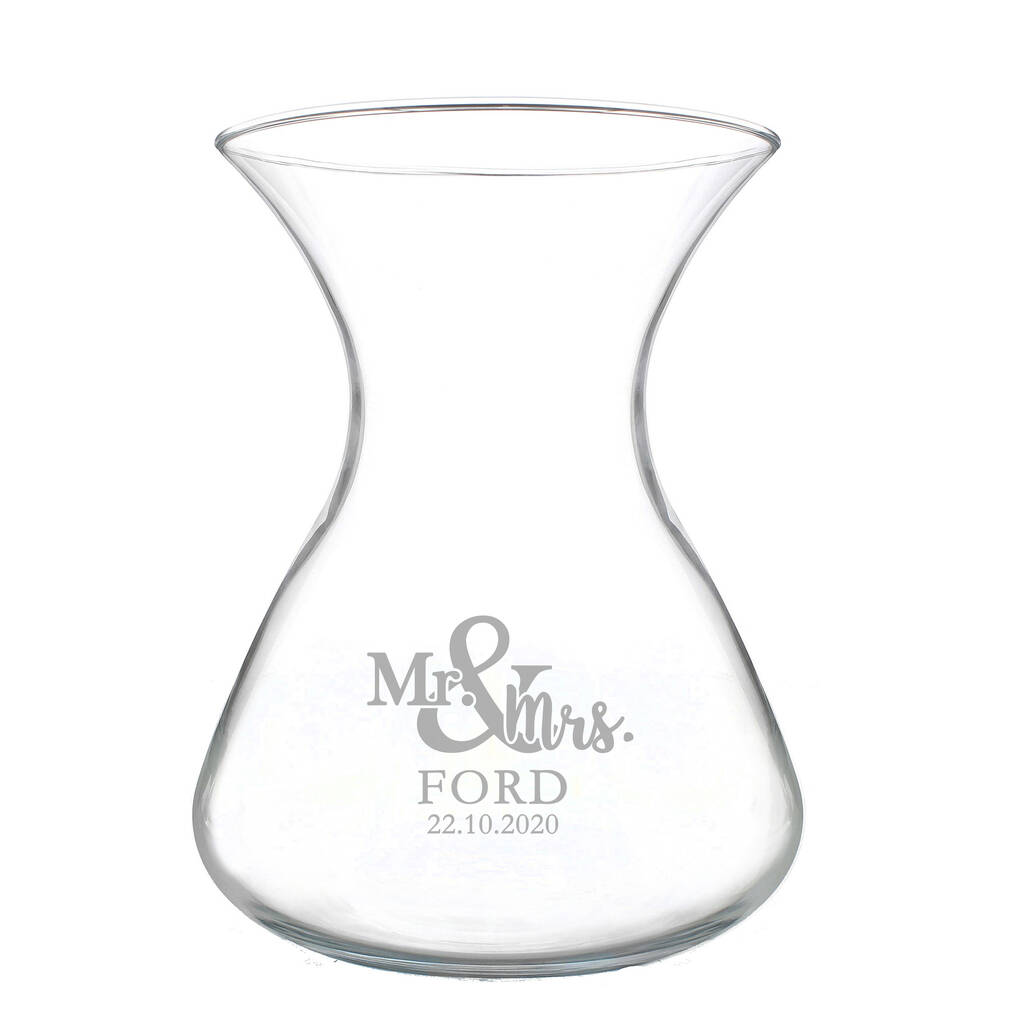 Personalised 'Mr And Mrs' Glass Vase By Blackdown Lifestyle