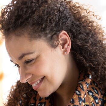 Silver And Gold Plated Triple Star Stud Earring Set, 2 of 5