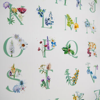 Inky Wildflower Alphabet A To Z Illustrated Print, 11 of 11