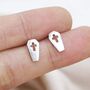 Coffin Stud Earrings In Sterling Silver, thumbnail 4 of 10