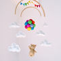 Teddy Bear Flying With Rainbow Balloons Nursery Mobile, thumbnail 1 of 12