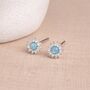 Sterling Silver Blue Opal Daisy Stud Earrings – 6mm, thumbnail 5 of 10