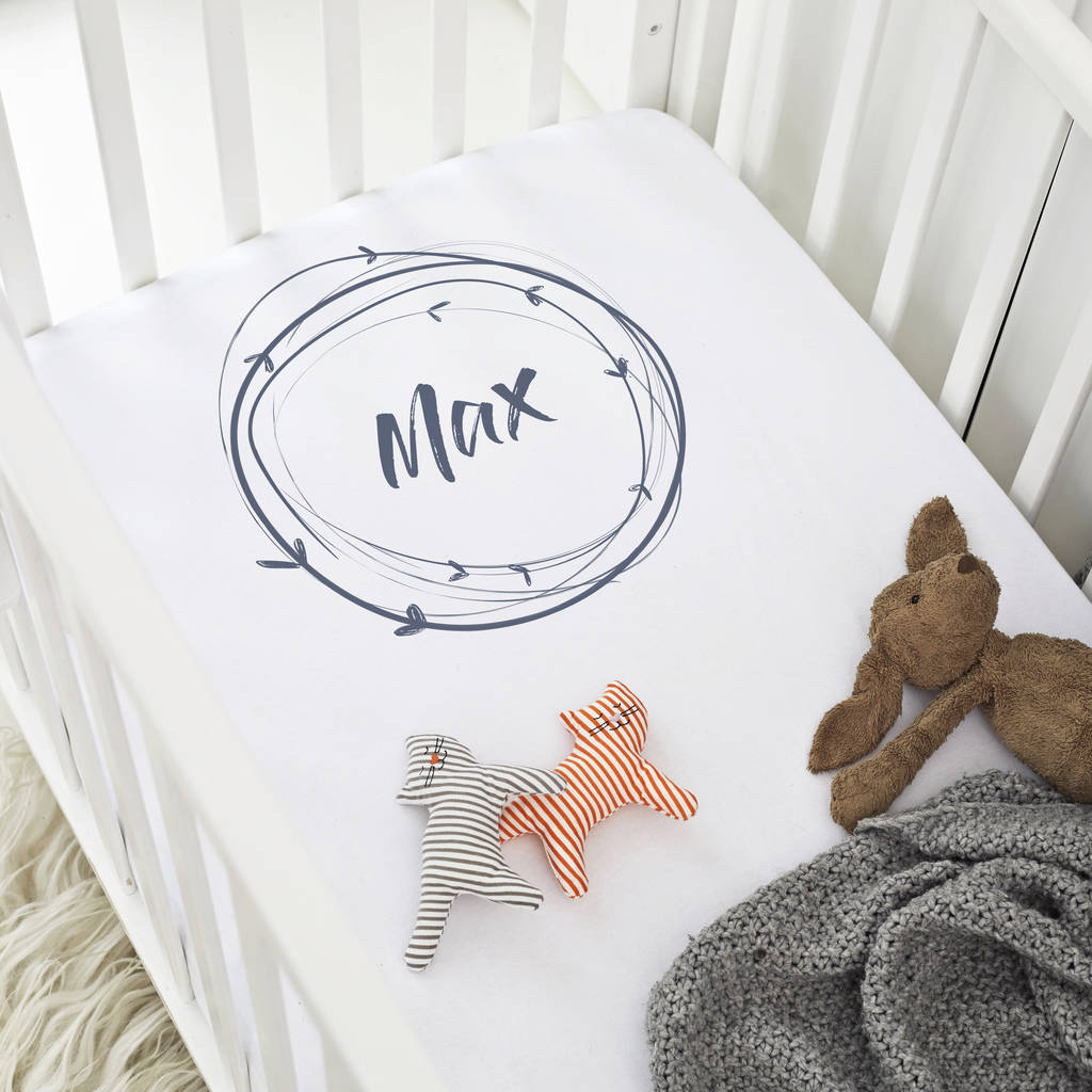 Personalised 'Name Wreath' Cot Sheet, 1 of 5
