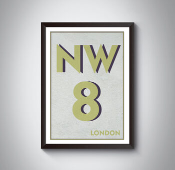 Nw8 Camden London Typography Postcode Print, 8 of 11