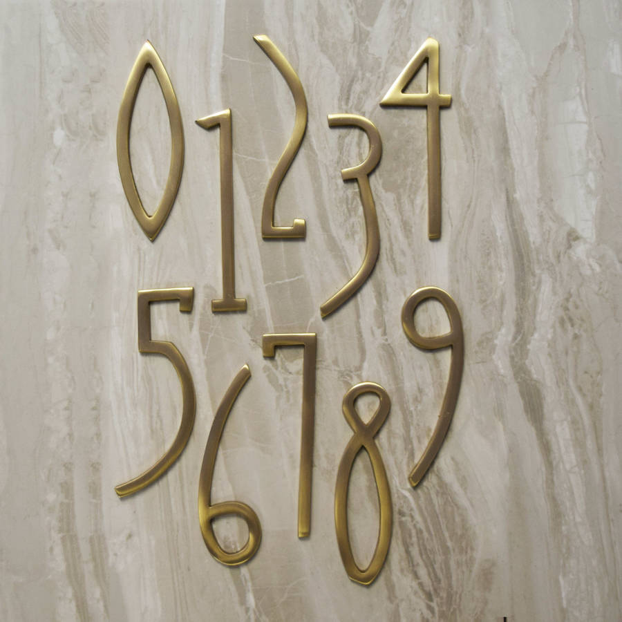 Art Deco Brass House Door Numbers By Pushka Home | notonthehighstreet.com