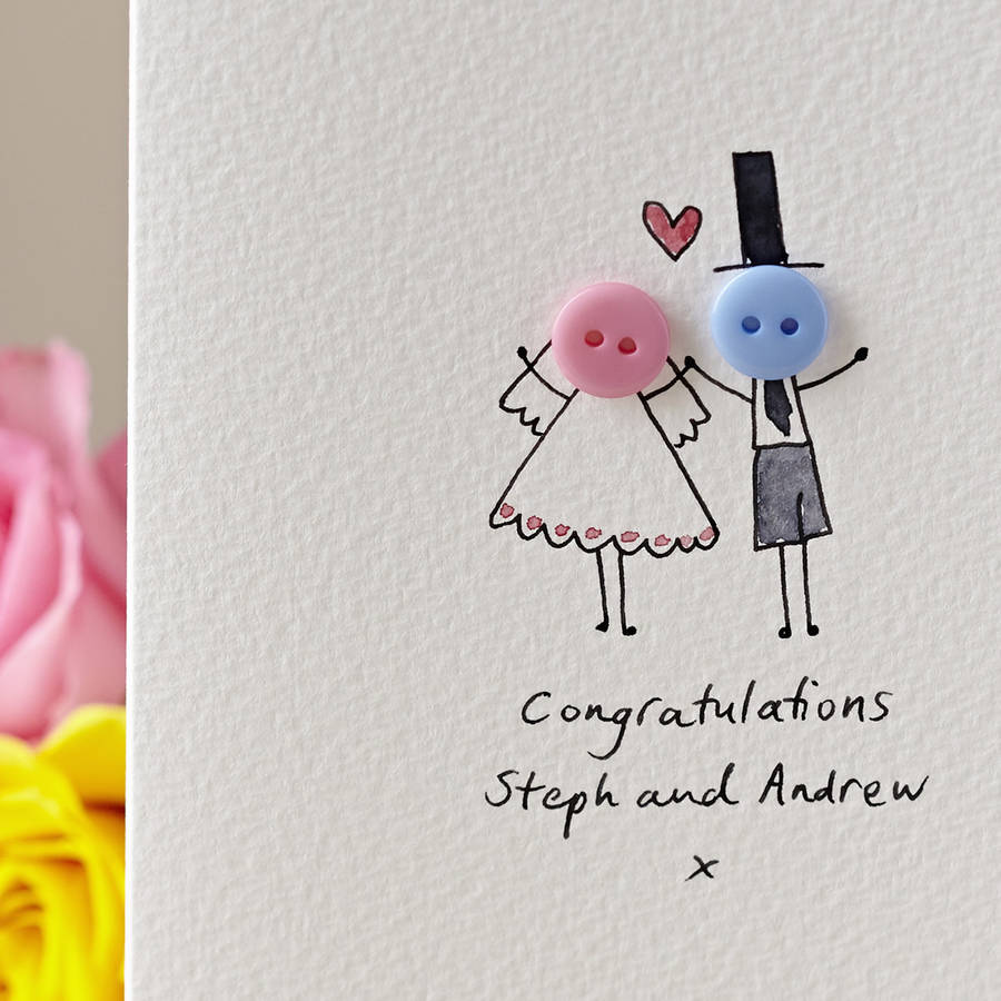Personalised 'Button Wedding' Handmade Card, 1 of 12