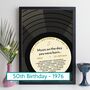 50th Birthday Print Music Day You Were Born 1976 Record, thumbnail 1 of 12
