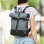 Canvas And Leather Rolltop Backpack, thumbnail 2 of 7