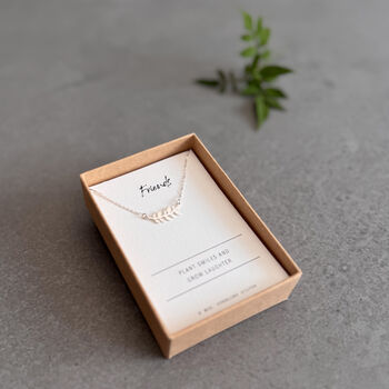 Friends Plant Smiles Sterling Silver Leaf Necklace, 5 of 5