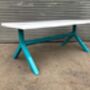 Industrial Y Frame Steel Dining Table 570, thumbnail 5 of 7