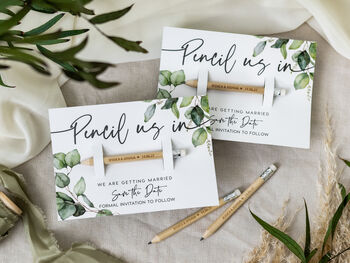 Save The Date Pencil Us In With Botanical Card, 11 of 12