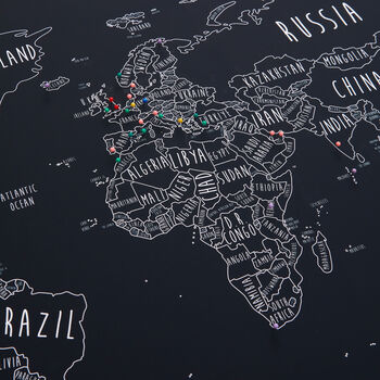 Detailed Personalised World Travel Pinboard Map, 6 of 12