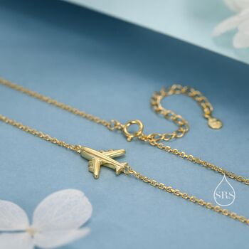 Sterling Silver Tiny Plane Pendant Necklace, 6 of 12