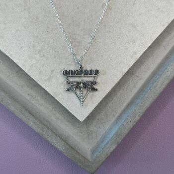 925 Sterling Silver Dragonfly Moon Phases Necklace, 10 of 12