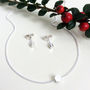Silver Tiny Circle Necklace And Earring Set, thumbnail 1 of 4