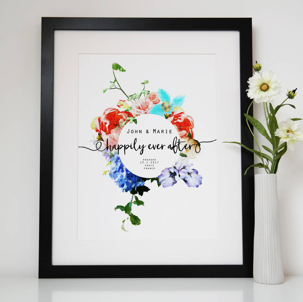 Personalised Happily Ever After Engagement Print, 1 of 3