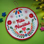 Punchneedle Feliz Navidad Kitsch Christmas Wreath, thumbnail 4 of 4