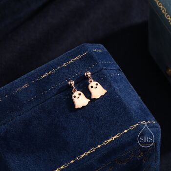 Sterling Silver Little Ghost Drop Stud Earrings, 7 of 11