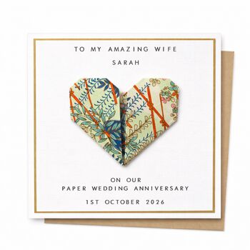 Personalised Origami Paper 1st Anniversary Card, 6 of 8