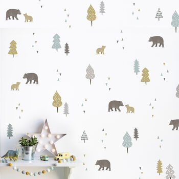 Bears And Trees Repeat Pattern Wall Stickers, 2 of 5