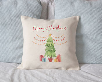 Personalised Linen Christmas Cushion Decor, 4 of 6