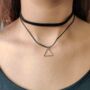 Handmade Black Lace Triangle Gothic Choker Emo Necklace, thumbnail 4 of 5