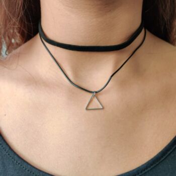 Handmade Black Lace Triangle Gothic Choker Emo Necklace, 4 of 5