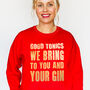 'Good Tonics We Bring' Gold Christmas Jumper, thumbnail 4 of 7