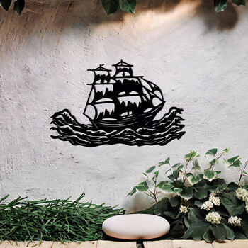 Sailing Ship Metal Wall Art For Nautical Garden And Home Decor Gift, 5 of 10