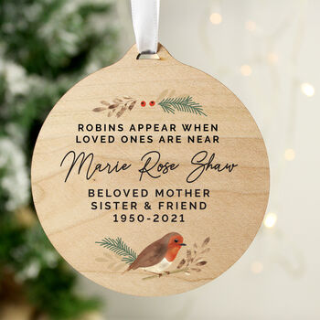 Personalised Robin Memorial Christmas Decoration, 3 of 5