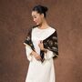 Noir Safari Wool Silk Scarf In Gift Box, thumbnail 2 of 5